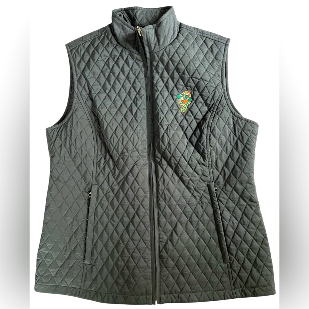 Cutter & Buck Women’s Black Full Zip Quilted Vest Jacket Sz Medium Grasshoppers